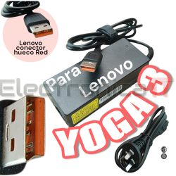 Cargador fuente notebook lenovo 20v conector usb rojo completo con cable 220v